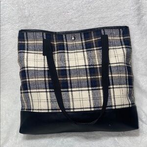 Plaid Tote Bag with Black Accents